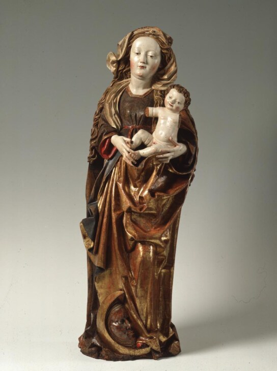 Eine Holzstatuette der Muttergottes mit Jesuskind aus der Werkstatt von Ivo Strigel.