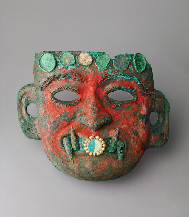 Kupfer-Maske aus Peru, Moche-Kultur, Moche, 450-550 n. Chr.