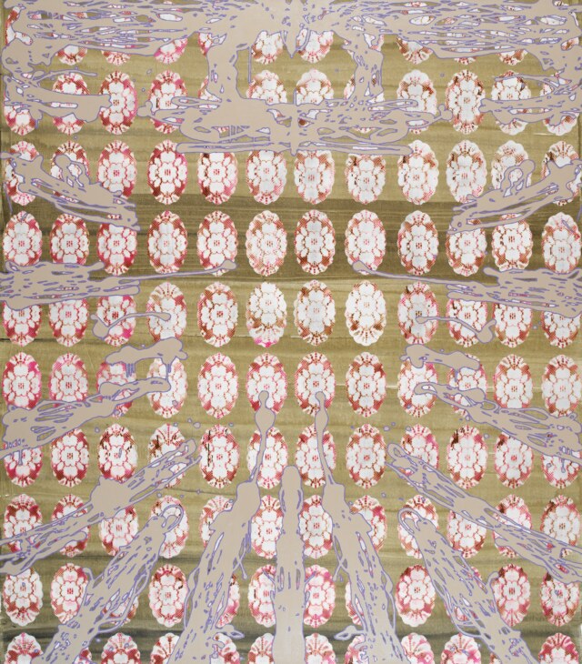 Werk von Christine Streuli, Wing, 2004, Acryl und Lack auf Baumwolle