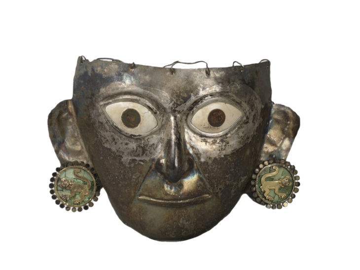 Totenmaske mit Ohrpflöcken Moche Peru Museum zu Allerheiligen Schaffhausen